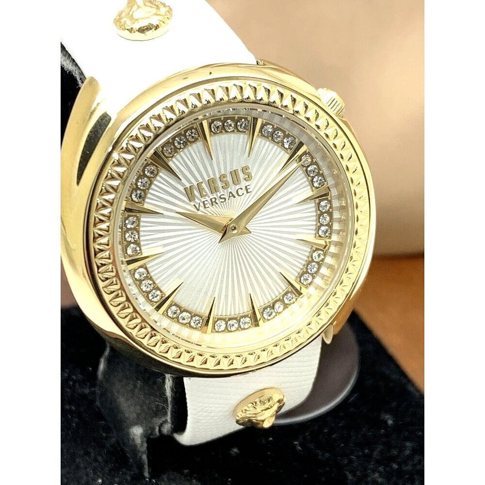 Versus by Versace Women's Watch VSPHF2921 Gold Case White Leather Band 3…